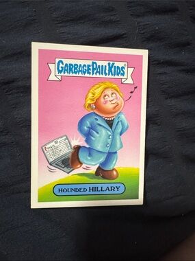Hounded Hillary Collectible Card - Pink Background, Blue Outfit